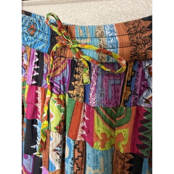 Silver Stream One Size Multicolored Broomstick Peasant Crinkle Skirt Patchwork - Picture 4 of 7